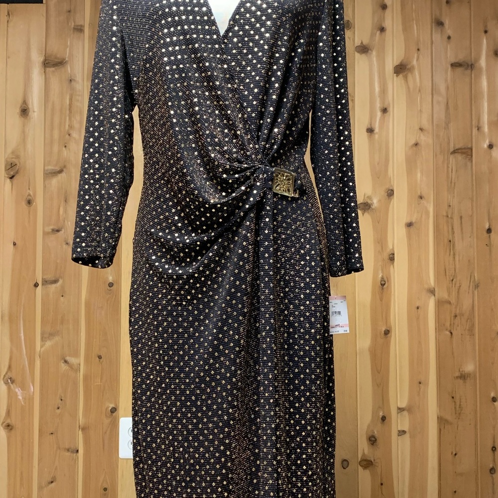 Anne Klein Gold studded Faux Wrap dress - Picture 5 of 6